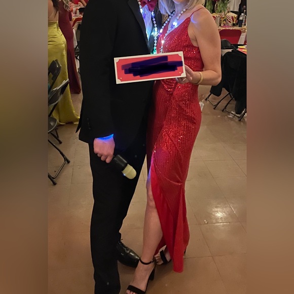 Red Sequin Formal Ball Gown - Picture 2 of 3